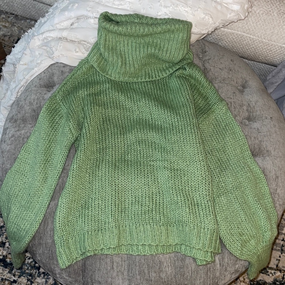 green sweater